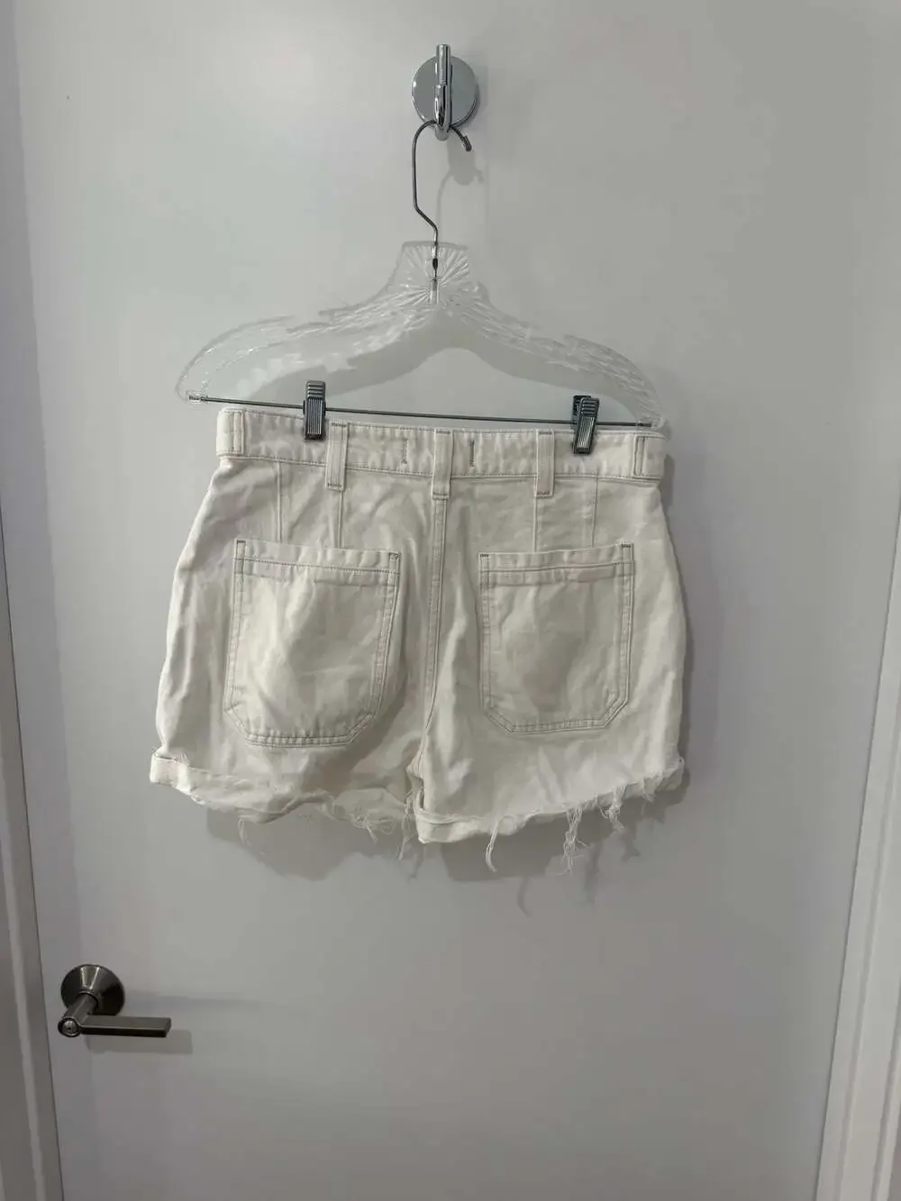 Free People We The Free Moxie High-Rise Raw Hem Utility Denim Shorts